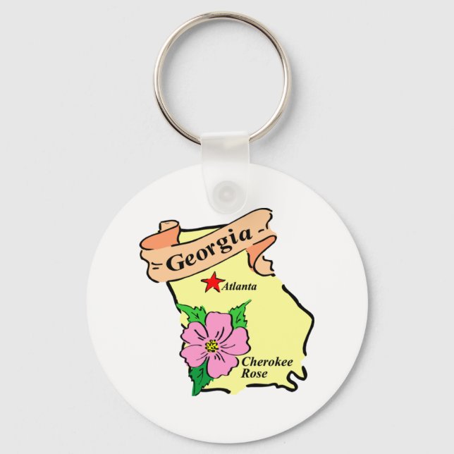 Söt Georgia Karta Tees and Gifts Nyckelring (Framsida)