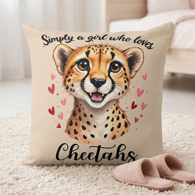Söt Gepard Safari Hjärta Vilda Djur Dekor Kudde (Cute Cheetah Safari Heart Wildlife Decor Throw Pillow Mockup A)