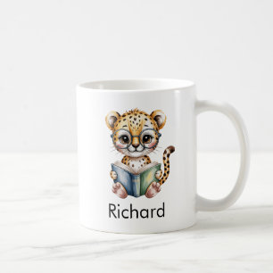 Söt Gepard som Läste en Bok Anpassad Kaffemugg