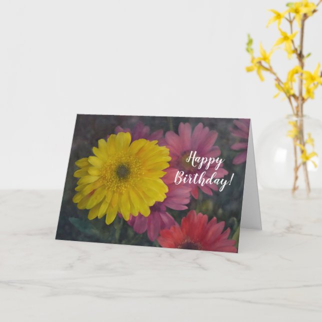 Söt Gerbera Daisy Flowers Birthday Card Kort (Gul blomma)