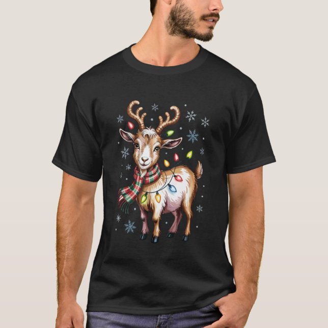 Söt get jul gård djurälskare högtid långt t shirt (Framsida)