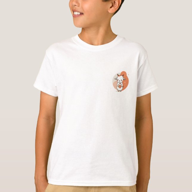 Söt getunge som håller mjölkflaska för barn t shirt (Framsida)
