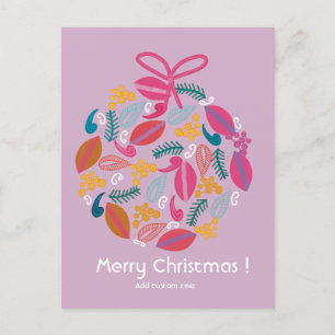 Söt, gigantisk rosa-christmas-anpassad vykort