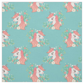 Söt Ginger Blommigt Unicorn Mönster Tyg