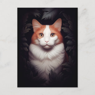 Söt Ginger Cat Bland Löv Vykort