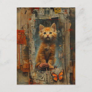 Söt Ginger Kitten Collage Vykort