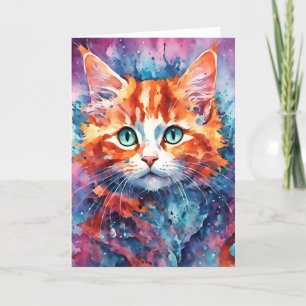 Söt Ginger Kitten Watercolor Tillfällen Card Kort