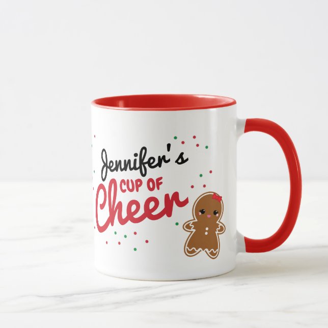 söt GINGERBREAD GIRL-personlig, julmas mugg (Höger)