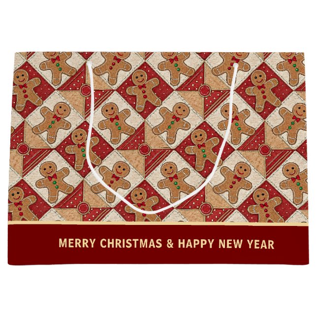 Söt Gingerbread Man Patchwork Mönster Anpassad (Framsidan)