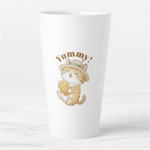 Söt Gingerkatt med Taiyaki Fisk Latte Mugg
