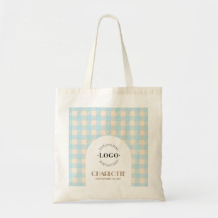 Söt Gingham preppy logotyp anpassad verksamhet ell Tygkasse