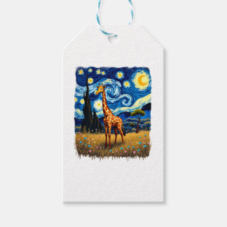 Söt Giraff Afrika - Stjärnklar Natt T-Shirt Presentetikett