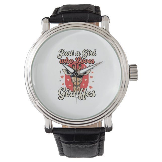 Söt Giraff Älskare Vintage Flickklänning Design_1 Armbandsur (Framsida)
