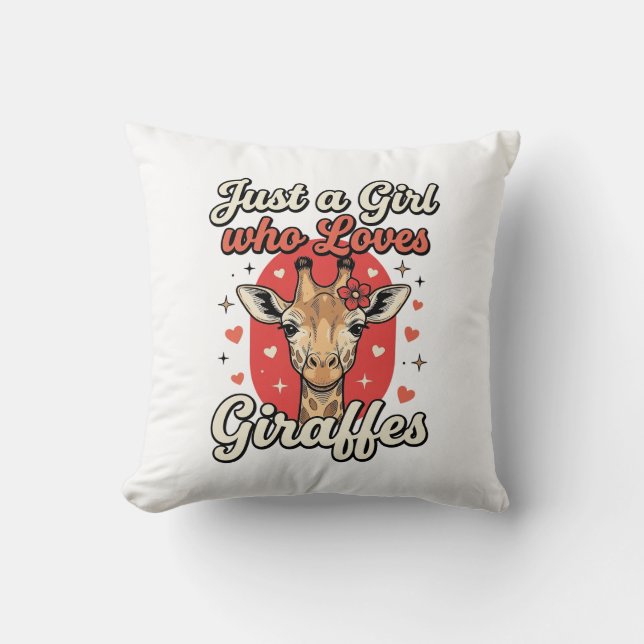 Söt Giraff Älskare Vintage Flickklänning Design_1 Kudde (Framsida)