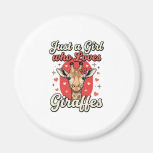 Söt Giraff Älskare Vintage Flickklänning Design_1 Magnet