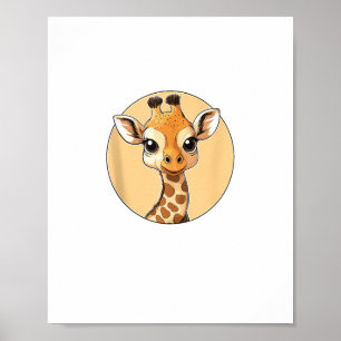 Söt Giraff Ansikte Söta Ögon Safari Stil Poster