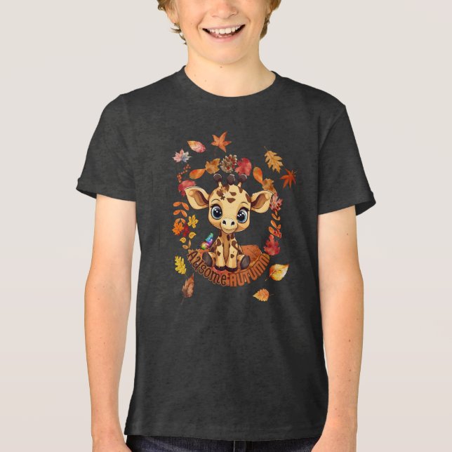 Söt Giraff “Autism Fantastisk Höst” T Shirt (Framsida)