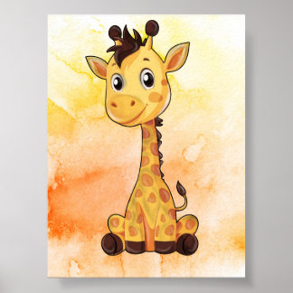 Söt Giraff Baby Affisch! Perfekt för barnkammardek Poster