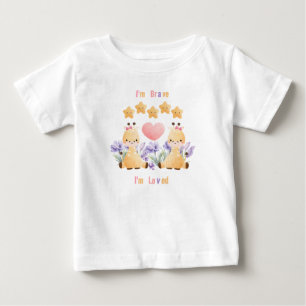 Söt Giraff Baby T-Shirt Jag är modig - Jag är äl
