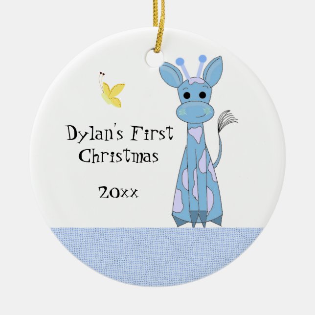 Söt Giraff Babys Första Jul Julgransprydnad Keramik (Framsidan)