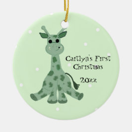 Söt Giraff Babys Första Jul Julgransprydnad Keramik