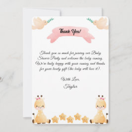 Söt Giraff Bebis Babyshower Tacksamhetskort Inbjudningar