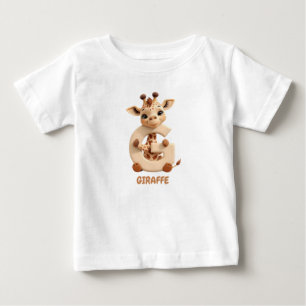 Söt Giraff Bokstav G Barn T-Shirt Djur Alfabet