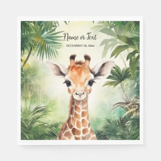 Söt Giraff Djungel Baby Shower Fest Snygg Pappersservett