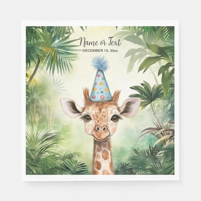 Söt Giraff Djungel Baby Shower Fest Vacker Pappersservett (Framsidan)