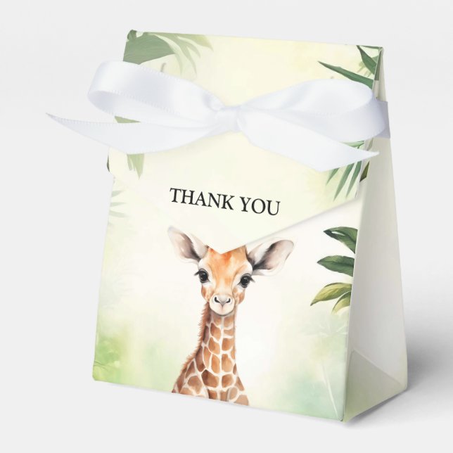 Söt Giraff Djungel Baby Shower Fest Vacker Presentaskar (Framsidan Sidan)