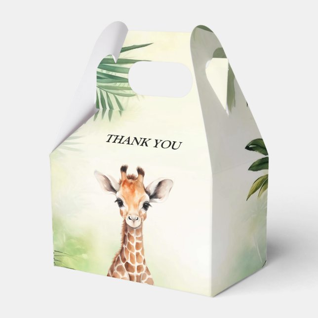 Söt Giraff Djungel Baby Shower Fest Vacker Presentaskar (Framsidan Sidan)