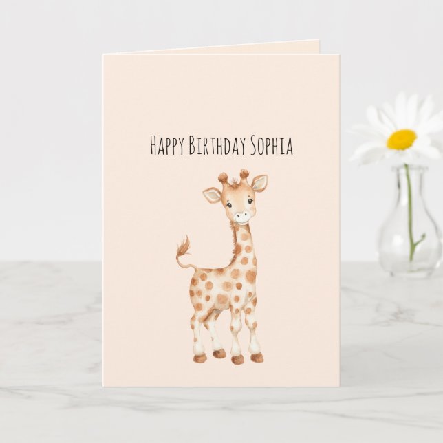 Söt Giraff Födelsedag Kort (Liten växt)