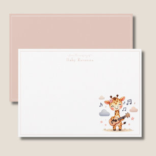 Söt Giraff Gitarr Baby Shower Nursery Tacksamhetsk Anteckningskort