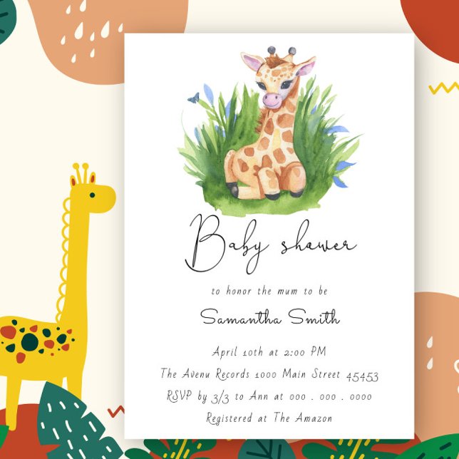 Söt Giraff Grönska Baby Shower Inbjudningar (Skapare uppladdad)