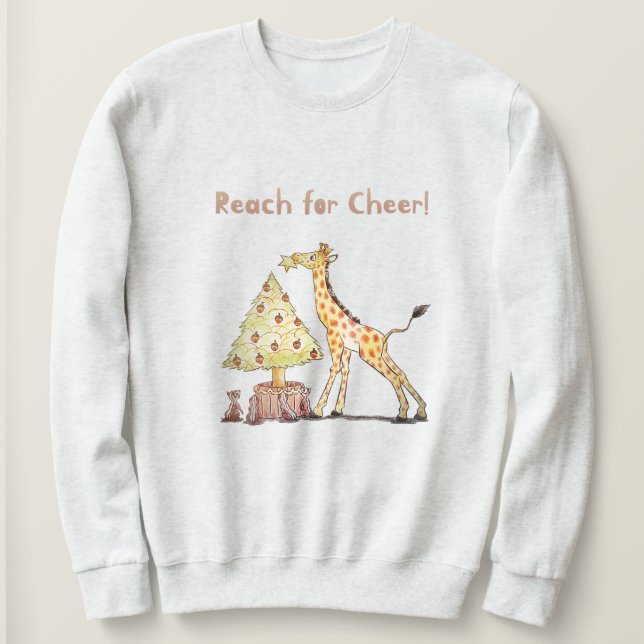 Söt Giraff Jul – Handritad Konst T Shirt (Design framsida)