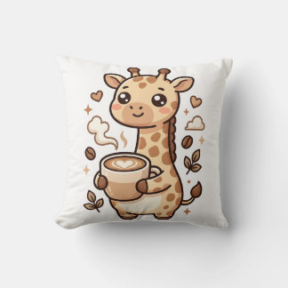 Söt Giraff Latte Art Kudd Kudde
