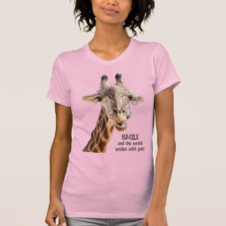 Söt Giraff LE SMILE Modern Roligt Citat Ljus T Shirt