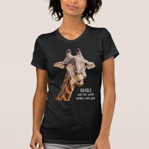 Söt Giraff LE SMILE Modern Roligt Citat Mörkt T Shirt