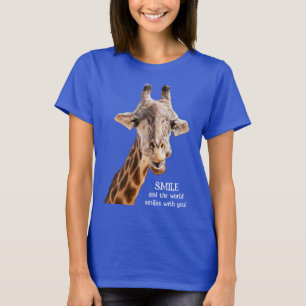 Söt Giraff LE SMILE Modern Roligt Citat T Shirt