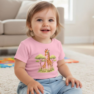 Söt Giraff Mamma Baby Safari Barn T Shirt