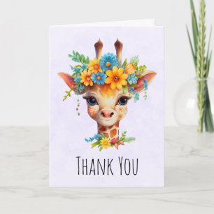 Söt Giraff med blomkrona Kort