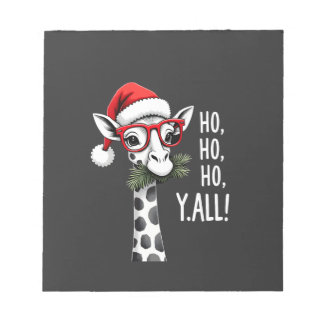Söt Giraff Med Tomtehatt God Jul Giraff Älskare Anteckningsblock