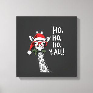 Söt Giraff Med Tomtehatt God Jul Giraff Älskare Canvastryck