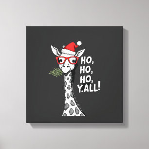 Söt Giraff Med Tomtehatt God Jul Giraff Älskare Canvastryck