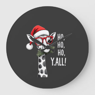 Söt Giraff Med Tomtehatt God Jul Giraff Älskare Stor Klocka