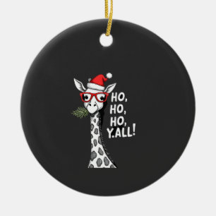 Söt Giraff Med Tomtehatt God Jul Giraff Kärlek Julgransprydnad Keramik