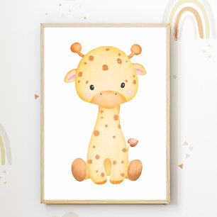 Söt Giraff Nurserieskylt Barnkammar Dekoration Poster