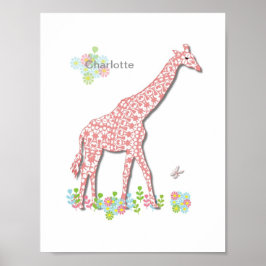 Söt Giraff Nyckfullhet Barn Personlig Bild Poster
