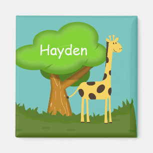 Söt Giraff och Träd Konst Personlig Färgrik Magnet