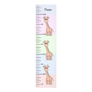 Söt Giraff Pastell Tillväxtdiagram Lägg till Barne Fototryck
